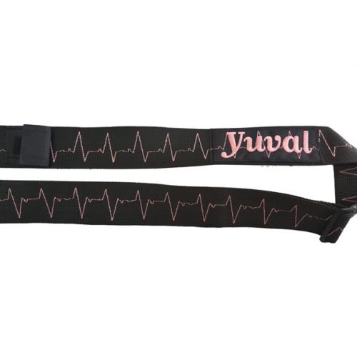 רצועה שחורה לנשק דגם צה"ל עם רקמת קו החיים ופאצ' שם