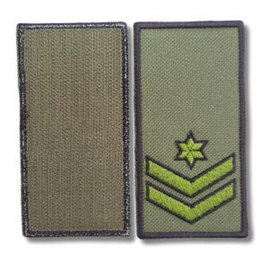 זוג דרגות רב סמל ראשון (רס"ר) טקטיות רקומות ירוק-זית לחיל הרגלים / צה"ל